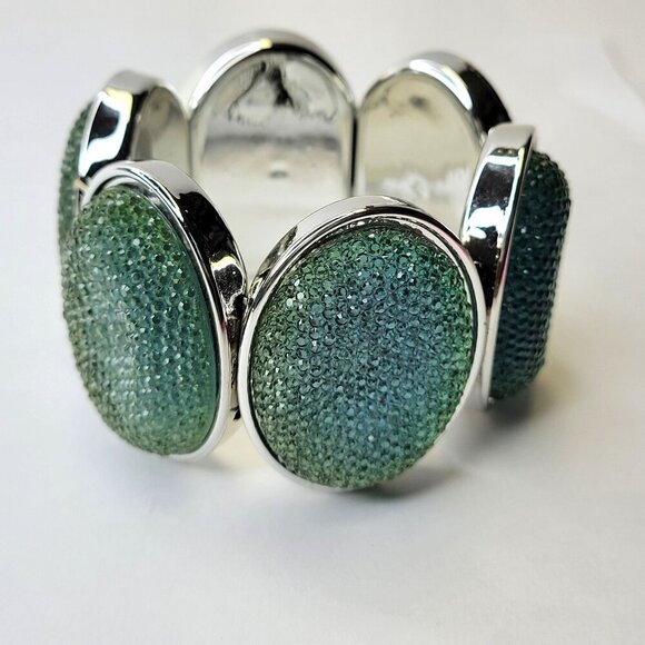 Green Glitter Stretch Fashion Bracelet Casual Wrap Bracelet - Picture 2 of 8